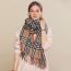 Fashion Beige Red Line Checkered Faux Cashmere Plaid Fringed Scarf