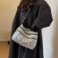 Fashion Black Cotton Rhombus Large Capacity Shoulder Bag