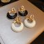 Fashion Gold-black Resin Diamond Round Hollow Stud Earrings