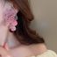 Fashion Gold-pink Mesh Flower Wool Pearl Earrings