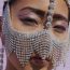 Fashion Silver Geometric Diamond-encrusted Long Fringed Mask
