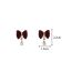 Fashion B Coffee Color Flocked Bow Diamond Drop Earrings