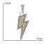 Fashion 15mm*18inch Gold Cuban Chain + Pendant Silver Alloy Diamond Lightning Necklace