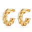 Fashion Gold Titanium Steel Twist C-shaped Earrings