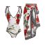 Fashion Red Flower Swimsuit On White Polyester Printed One-piece Swimsuit