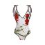 Fashion Red Flower Suit On White Background Polyester Printed One-piece Swimsuit With Knotted Beach Skirt Set
