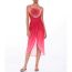 Fashion Rose Red Suit Chiffon Floral One-piece Swimsuit Gradient Knotted Beach Skirt Set