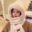 Fashion Leather Label Embossed Three-piece Card Color Set Imitation Rabbit Fur Logo Embossed Scarf Gloves Three-piece Hood And Hat Set