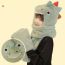 Fashion Adult Dinosaur White Imitation Rabbit Fur Dinosaur Cartoon Scarf Gloves One-piece Hood Three-piece Set
