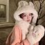 Fashion Glove Rabbit White Imitation Rabbit Fur Cartoon Scarf Gloves One-piece Hood And Three-piece Set