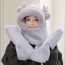 Fashion Longbao White Imitation Rabbit Fur Geometric Cartoon Scarf Gloves One-piece Hood And Three-piece Set