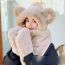 Fashion M Bear Gray Imitation Rabbit Fur Bear Scarf Gloves One-piece Hood And Three-piece Set