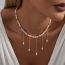 Fashion Gold Metal Pearl Beads Geometric Necklace