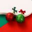 Fashion Red And Green Alloy Glitter Ball Bow Earrings