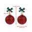 Fashion Red And Green Alloy Glitter Ball Bow Earrings