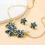 Fashion Blue Alloy Flower Necklace Earring Set