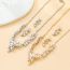 Fashion Gold Alloy Diamond Pearl Earrings Necklace Set