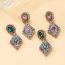 Fashion Green Color Alloy Diamond Diamond Earrings