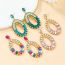 Fashion Color Alloy Diamond Oval Earrings