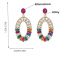 Fashion Color Alloy Diamond Oval Earrings