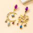 Fashion Golden Color Alloy Diamond Sun And Moon Asymmetric Earrings