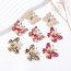 Fashion Rose Red Alloy Diamond Butterfly Stud Earrings
