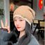 Fashion Grey Acrylic Knitted Patch Pullover Hat