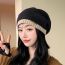Fashion Beige Acrylic Knitted Patch Pullover Hat