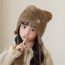 Fashion Khaki Polyester Knitted Bear Children's Ear Protective Hood