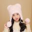 Fashion Pink Polyester Knitted Bear Children's Ear Protective Hood