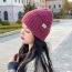 Fashion Navy Blue Acrylic Patch Knitted Beanie