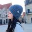 Fashion Navy Blue Acrylic Patch Knitted Beanie