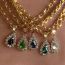 Fashion Malachite Green Metal Diamond Drop-shaped Necklace