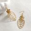 Fashion Gold Metal Hollow Leaf Earrings