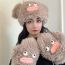 Fashion Milky White Gloves (one Pair) Polyester Plush Cartoon All-inclusive Gloves