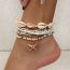 Fashion Gold Geometric Rice Beads Beads Shell Starfish Multi-layer Anklet