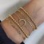 Fashion Gold Alloy Geometric Beaded Diamond Moon Bracelet Set