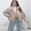 Fashion Khaki Large Size Plaid Cotton Padded Jacket
