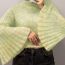 Fashion Green Round Neck Bell Sleeve Sweater Top