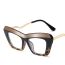 Fashion Coffee And Champagne Color Block Cat Eye Large Frame Sunglasses