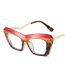 Fashion Red Bean Curd On Top And Bottom On Bottom Color Block Cat Eye Large Frame Sunglasses