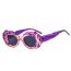Fashion Pink Frame Light Tea Slices Cat Eye Round Frame Sunglasses