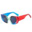 Fashion Red And Blue Framed Gray Film Ac Polygon Sunglasses
