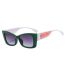 Fashion Dark Green Frame Double Gray Piece Ac Cat Eye Color Block Sunglasses