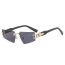 Fashion Double Gray Film Square Rimless Sunglasses