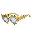 Fashion Transparent Gray Frame Yellow Film Irregular Shaped Sunglasses