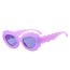 Fashion Jelly Light Gray Slices Wave Pattern Oval Sunglasses