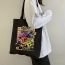 Fashion Q Black Canvas Printed Anime Character Large Capacity Shoulder Bag