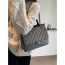 Fashion Grey Pu Rhombus Chain Shoulder Crossbody Large Capacity Handbag