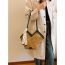 Fashion Brown Pu Spliced Large Capacity Shoulder Handbag